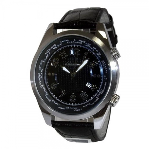 Heinrichssohn HS1003B Black Dial Leather Strap Gents Watch