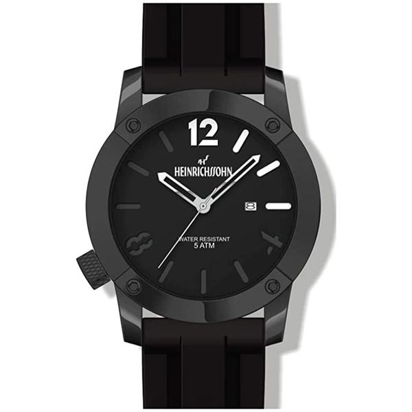 Heinrichssohn HS1014B Black Dial Silicone Strap Gents Watch