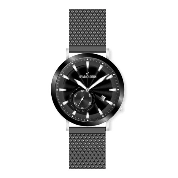 Heinrichssohn HS1016G Black Dial Stainless Steel Strap Gents Watch