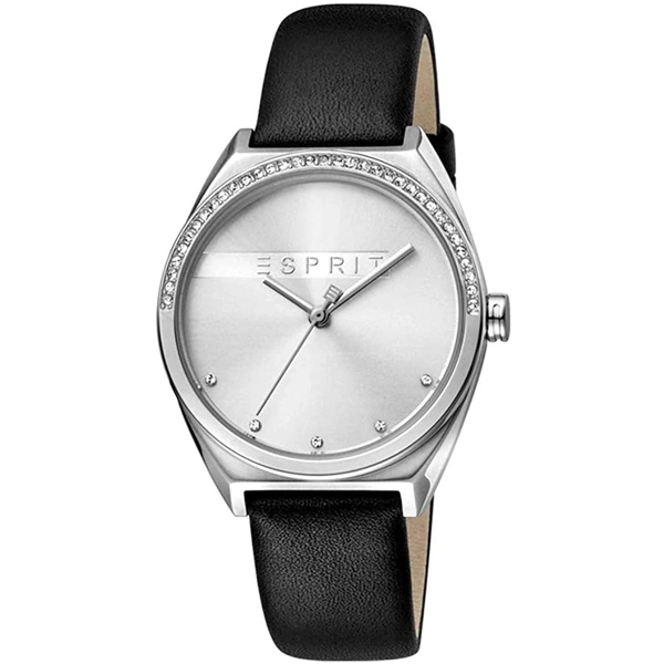 Esprit ES1L057L0015 Ladies Black Leather Strap Silver Dial Watch
