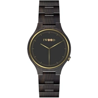 Iwood IW18441003 Black Dial Wood Strap Watch f..