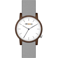 Iwood IW18444001 Grey Leather Strap Mens Watch