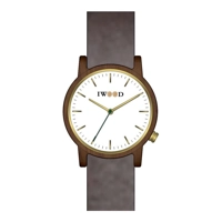 Iwood IW18444003 Grey Leather Strap Mens Watch