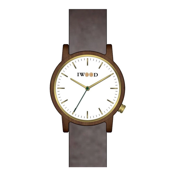 Iwood IW18444003 Grey Leather Strap Mens Watch