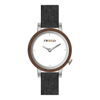 Iwood IW18443003 Black Leather Strap Ladies Wa..