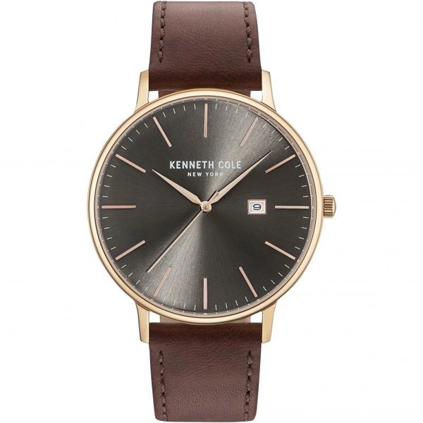 Kenneth Cole KC15059008 Brown Leather Strap Watch for Men