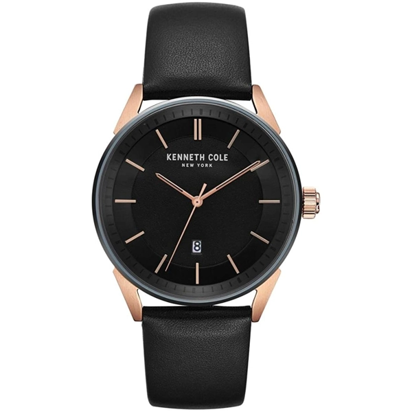 Kenneth Cole KC50190004 Black Leather Strap Watch For Men