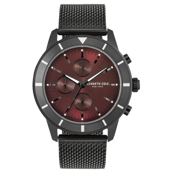 Kenneth Cole KC50573003 Black Stainless Steel Strap Red Dial Mens Watch