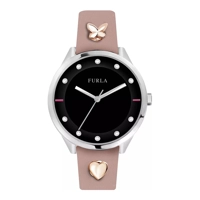 Furla R4251102535 Black Dial Leather Strap Lad..