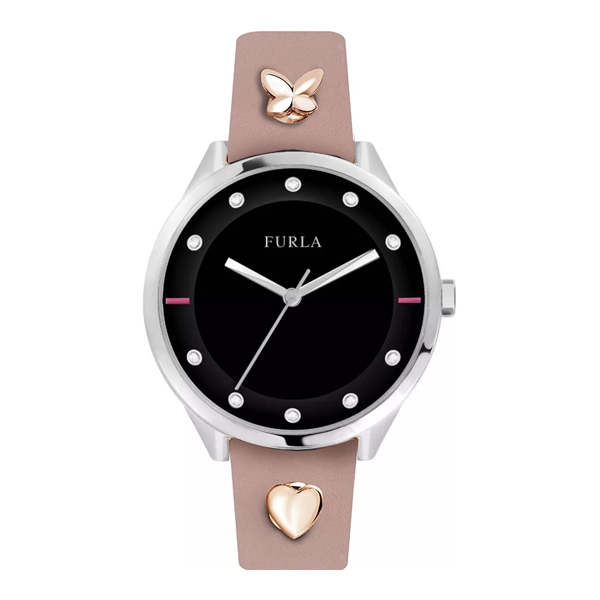 Furla R4251102535 Black Dial Leather Strap Ladies Watch