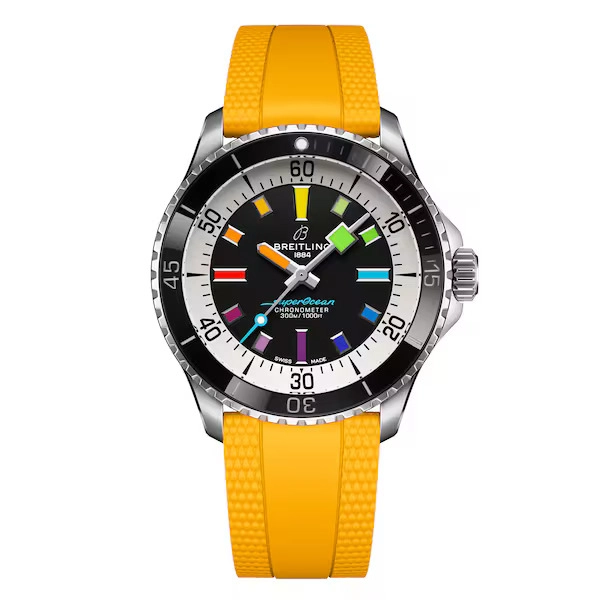 Breitling  Superocean A17375211B2S4 Yellow Leather Watches For Men