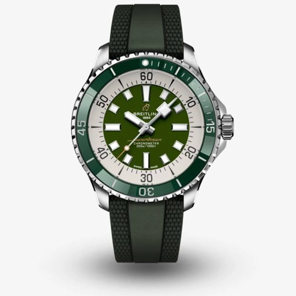 Breitling Superocean A17376A31L1S1 Green Leather Watches For Men