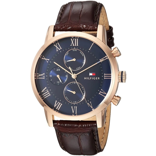Tommy Hilfiger 1791399 Men"s Brown Calf leather Strap Watch