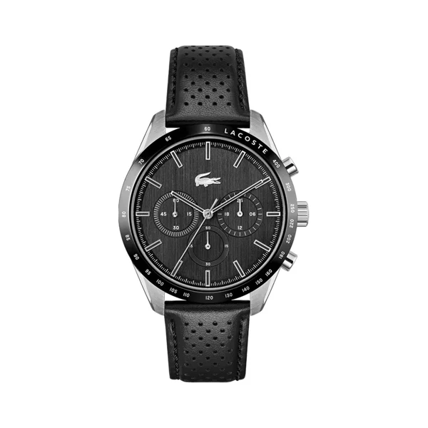 Lacoste Boston 2011109 Black Leather Watches For Men