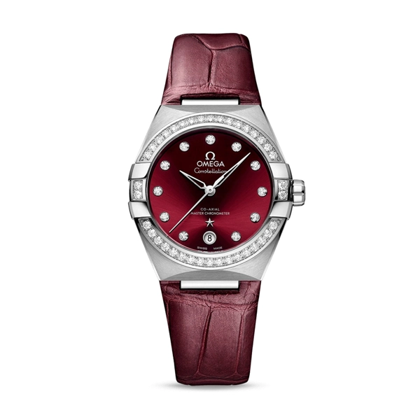 Omega Constellation 131.18.36.20.61.001 Red Leather Watches for Women