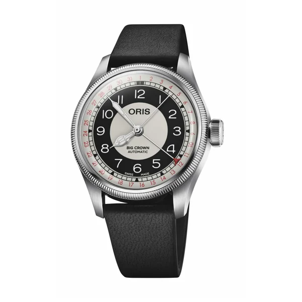 Oris Big Crown Pointer Date Bullseye 01 754 7779 4061-07 5 19 25 Black Leather Watches for Men