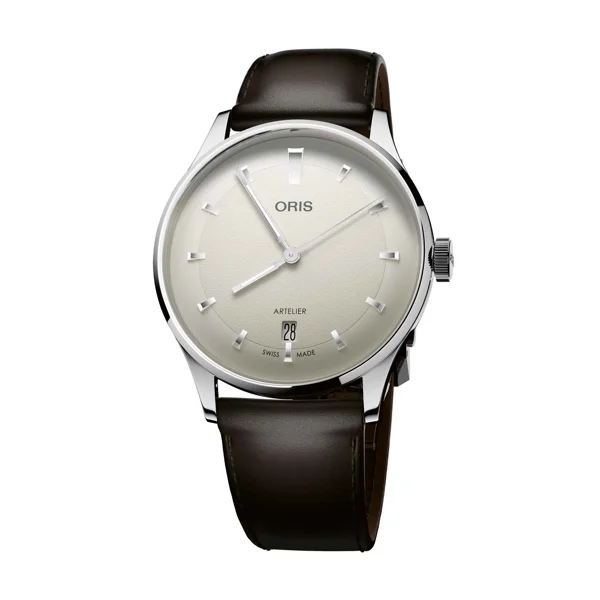 Oris Artelier Date 01 733 7810 4051-07 6 20 17FC Brown Leather Watches for Men