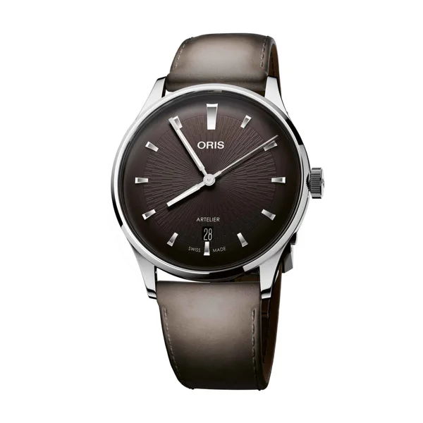 Oris Artelier Date 01 733 7810 4054-07 6 20 18FC Brown Leather Watches for Men
