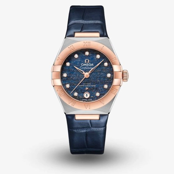 Omega Constellation 131.23.29.20.99.003 Blue Leather Watches for Women