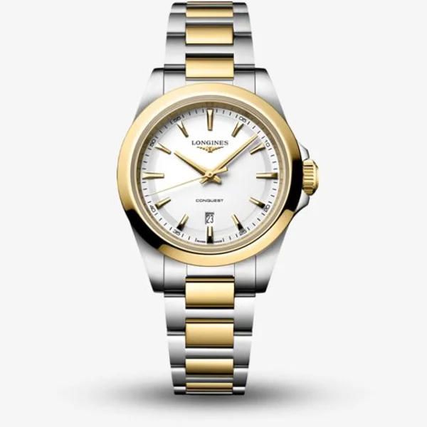 Longines Conquest L3.350.3.12.7 Silver Stainless Steel & Yellow Gold  For Women