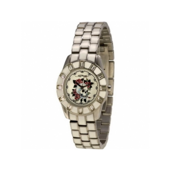 Ed Hardy EDCH-WS Ladies White Skull Dial Bracelet Watch
