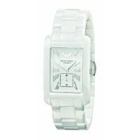 Emporio Armani AR1408 Gents White Ceramic Rect..