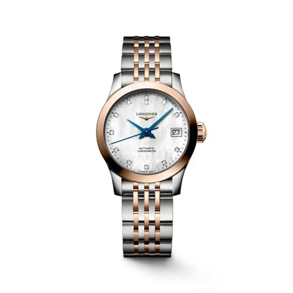 Longines Elegance Record L2.320.5.87.7 Silver Stainless Steel & Gold For Womens