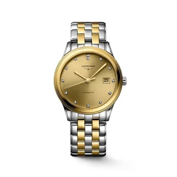 Longines Elegance Flagship Classic L4.974.3.37.7 Silver   Stainless Steel & Gold  Watches For Men