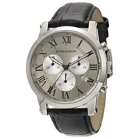 Romanson TL0334HM1WBA5B Black Leather Strap Wa..