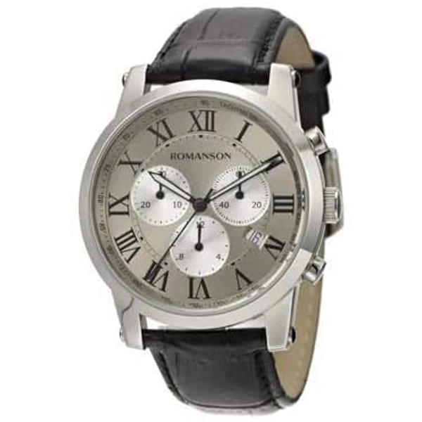 Romanson TL0334HM1WBA5B Black Leather Strap Watch for Men