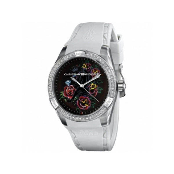 Christian Audigier INT-303 Ladies Diamond Panther White Watch
