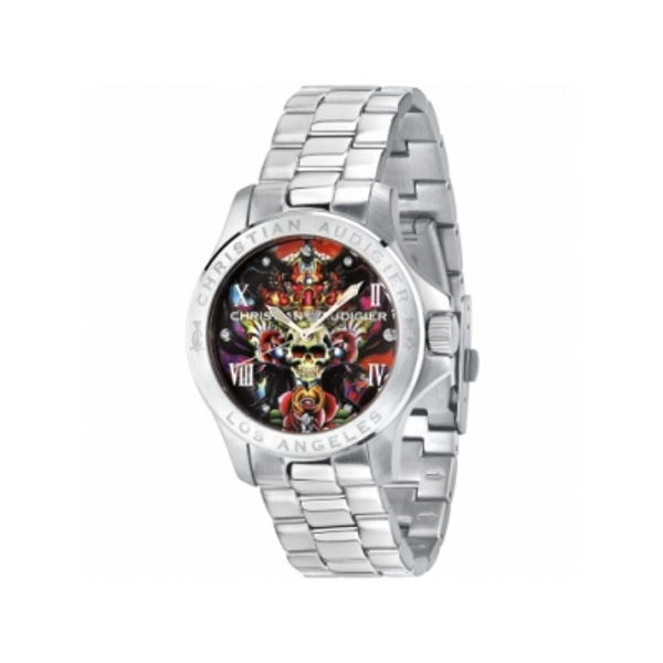 Christian Audigier ETE-107 Ladies Skulls N Roses Bracelet Watch