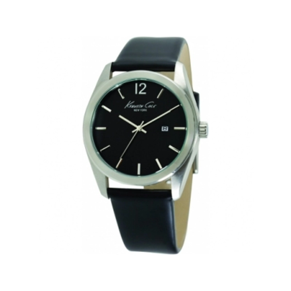 Kenneth Cole KC1596 Black Leather Strap Black Dial Watch