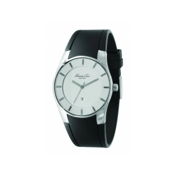 Kenneth Cole KC1556 Mens Black Silicon Strap White Dial Watch