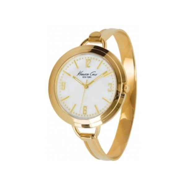 Kenneth Cole KC4681Ladies Gold Plated Steel Bangle White Dial Watch