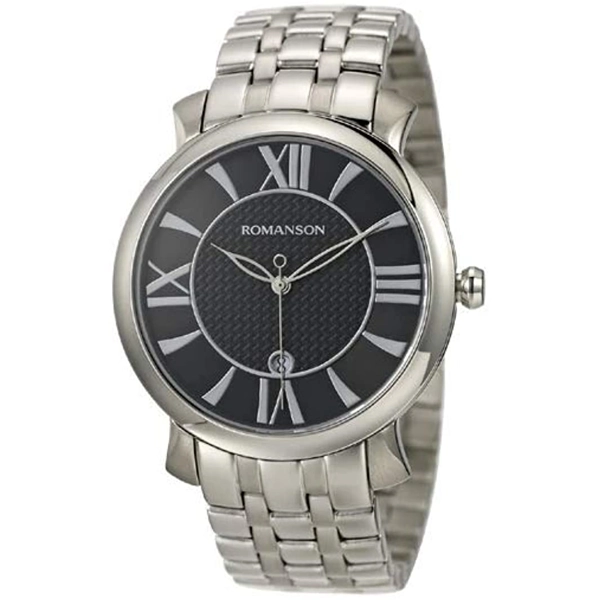 Romanson TM1256MM1WA32W Silver Stainless Steel Black Dial Men’s Watch