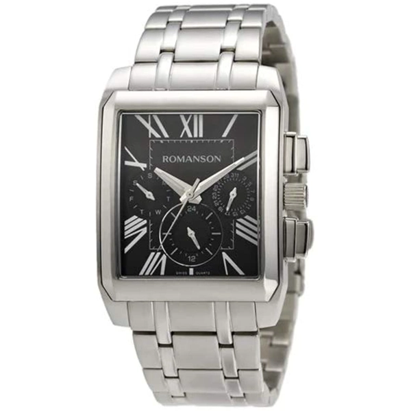 Romanson TM3207HM1WAA2W Black Dial Stainless Steel Watch for Men