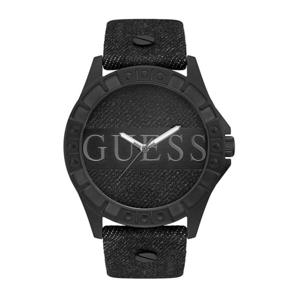 Guess W1241G1 Men's Black Leather Strap Watches