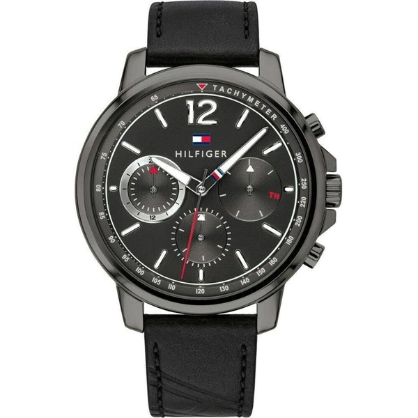 Tommy Hilfiger 1791533 Black Leather Watches For Men
