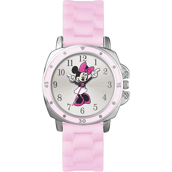 Disney MN1063 Stainless Steel Case Rubber Strap Girls Watch for Children