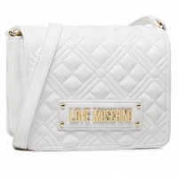 LOVE MOSCHINO WHITE QUILTED NAPPA PU BAG