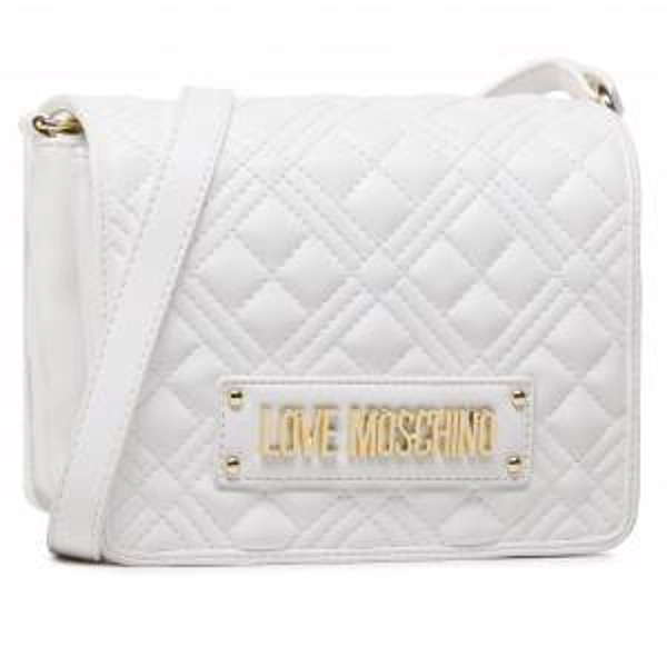 LOVE MOSCHINO WHITE QUILTED NAPPA PU BAG