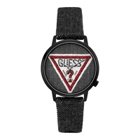 Guess V1014M2 Unisex Black Leather Strap Watches