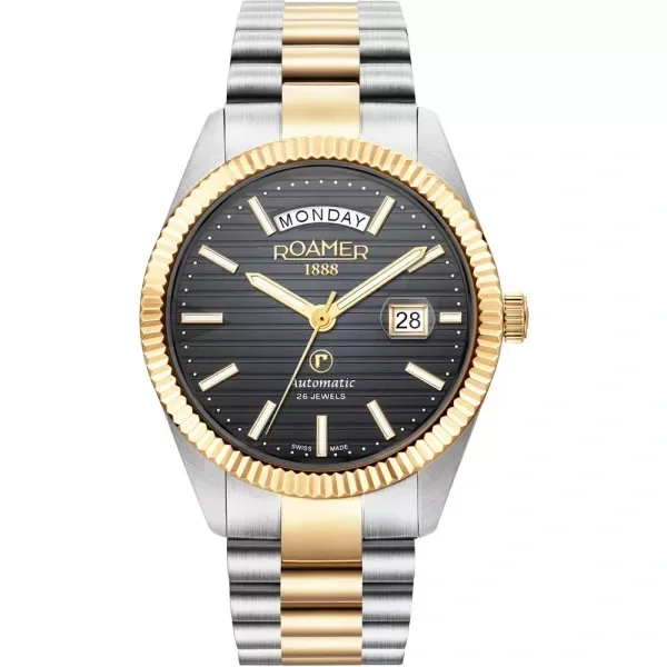 ROAMER PRIMELINE-DAYDATE-II 981666_47_85_20 Grey,Gold Stainless Steel Watches For Men
