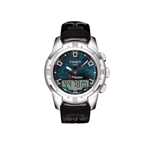 Tissot T0472204612600 Black Mother of Pearl Dial Leather Strap T-Touch Watch For Women