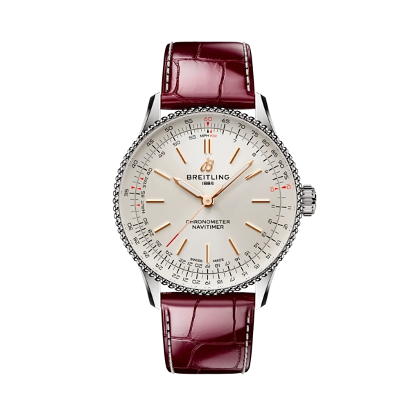 Breitling Navitimer A17327211G1P1 Burgundy Leather Watches For Men
