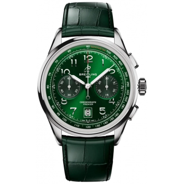 Breitling Premier AB0145371L1P2 Green Leather Watches For Men