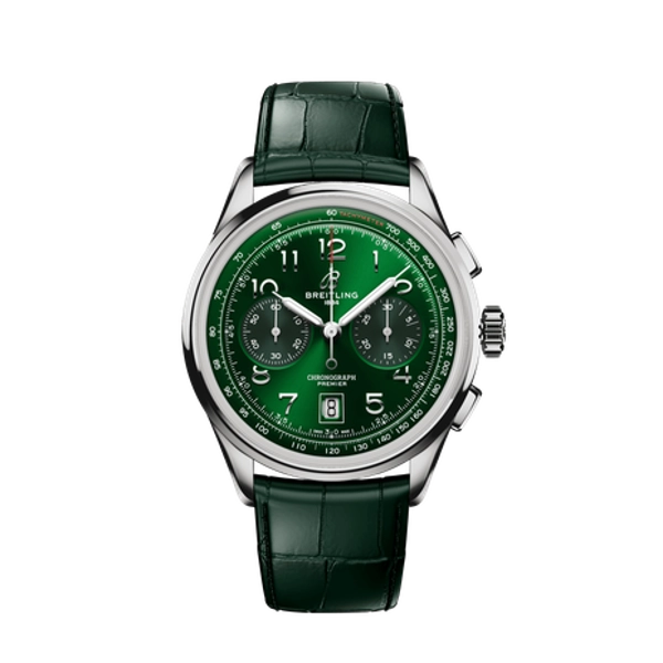 Breitling Premier AB0145331K1P2 Green Leather Watches For Men