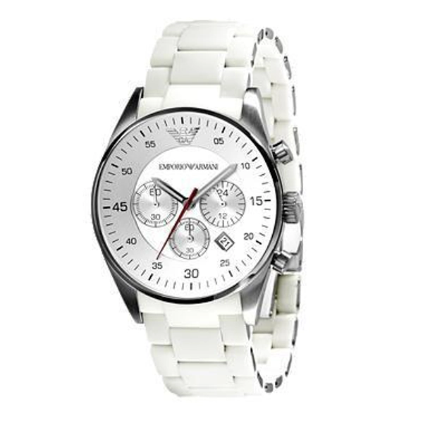 Emporio Armani AR5859 Mens White Sport Chronograph Watch