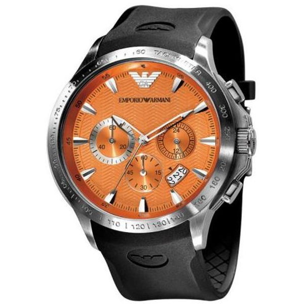 Emporio Armani AR0652 - Mens Rubber Strap Chrono Designer Watch